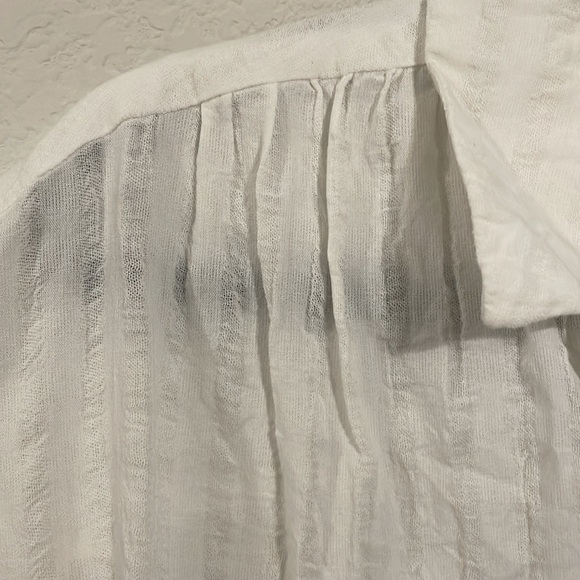 Beachlunchlounge Women's Button Front Shirt Medium White Gingham Cotton Modest - Picture 10 of 16